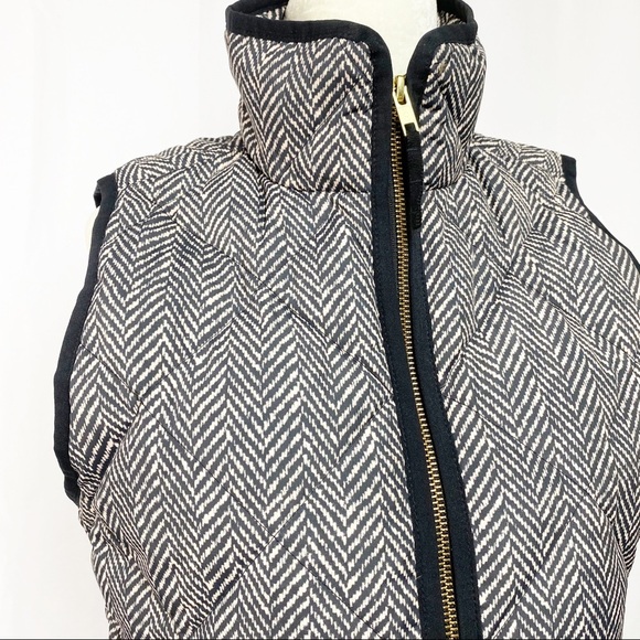 J. Crew Quilted Puffer Vest Chevron Double Zipper - Picture 6 of 9